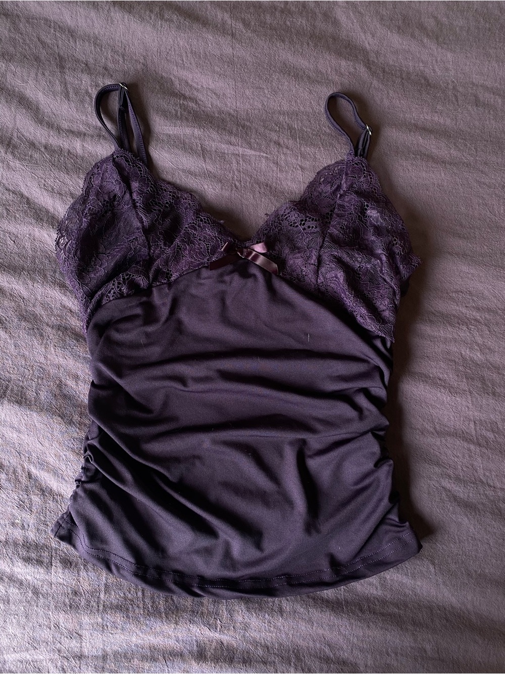 Lace-Trim Camisole in Plum Purple